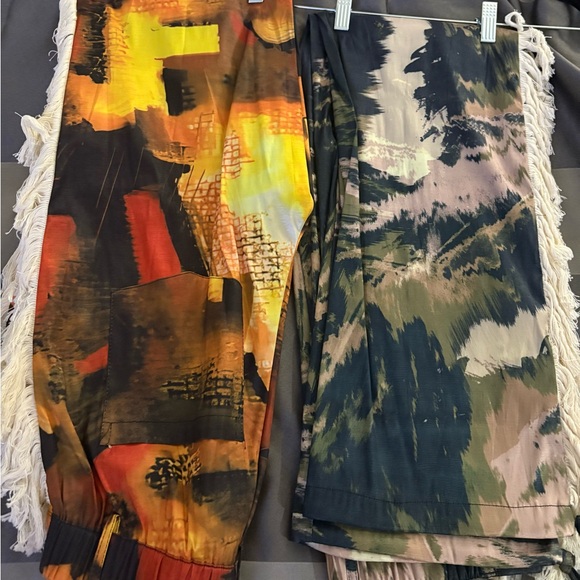 NWT! Orange/Blue Fringe Pants - Picture 3 of 3